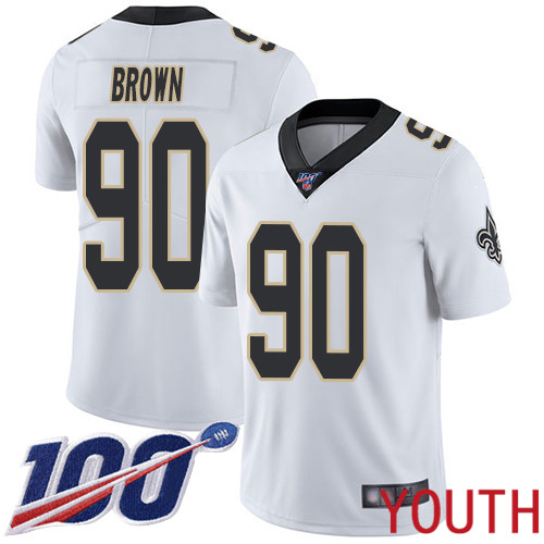 New Orleans Saints Limited White Youth Malcom Brown Road Jersey NFL Football #90 100th Season Vapor Untouchable Jersey